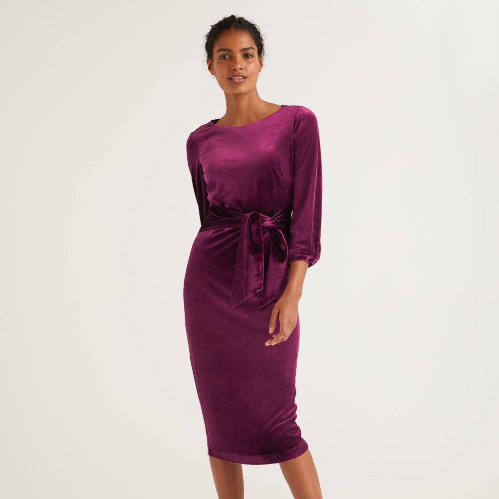 Boden Julianna Velvet Dress - Beetroot